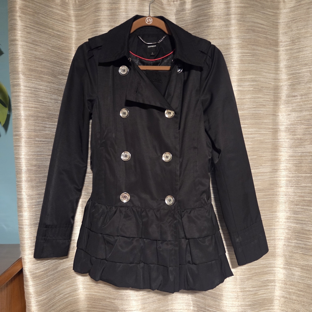 Black Double-Breasted Women's Coat